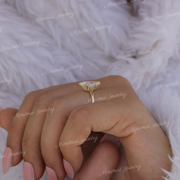 2 CT marquise moissanite engagement ring,hidden halo,solitaire marquise cut ring,14k solid plain gold band,wedding ring,promise propose ring