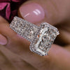 9.5 CT Radiant moissanite engagement ring large radiant cut halo ring eternity band art deco celebrity style big diamond ring wedding ring