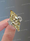 7 CT canary yellow Marquise moissanite engagement ring,large three stone celebrity style,trapezoid&big Marquise cut,luxury wedding ring