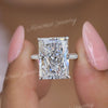 12.5 CT Radiant cut moissanite engagement ring hidden halo Radiant moissanite big stone ring large cocktail ring unique diamond wedding ring