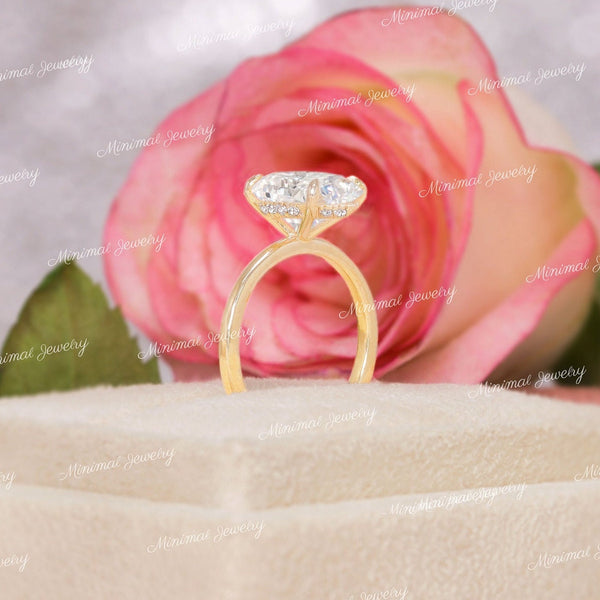 3 CT pear moissanite engagement ring hidden halo claw 4 prong solitaire pear shaped ring custome hand made classic wedding ring for women