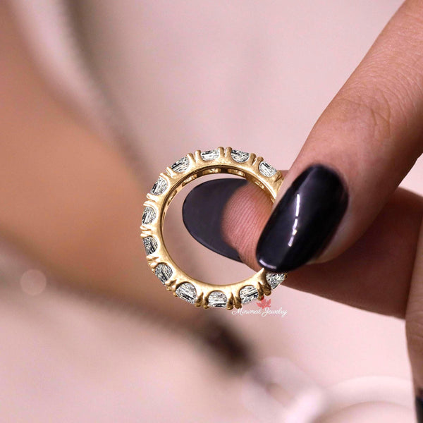 Asscher cut Moissanite eternity band 4mm moissanite wedding band women eternity ring 14k gold stackable ring unique anniversary gift band