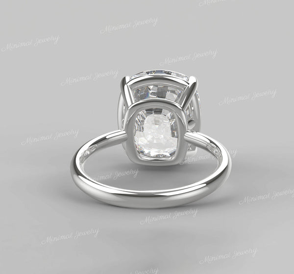 Elongated cushion cut engagement ring solitaire 16ct cushion moissanite statement wedding ring women large diamond anniversary gift ring
