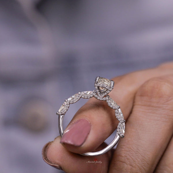 oval moissanite engagement ring hidden halo thick wide band 2 CT oval engagement ring art deco unique solitaire oval cut wedding ring