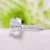 2.5 CT cushion cut engagement ring,Moissanite hidden halo ring,elongated cushion moissanite ring,three row pave,14k white gold,wedding ring