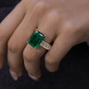 green emerald 14k gold anniversary ring for women