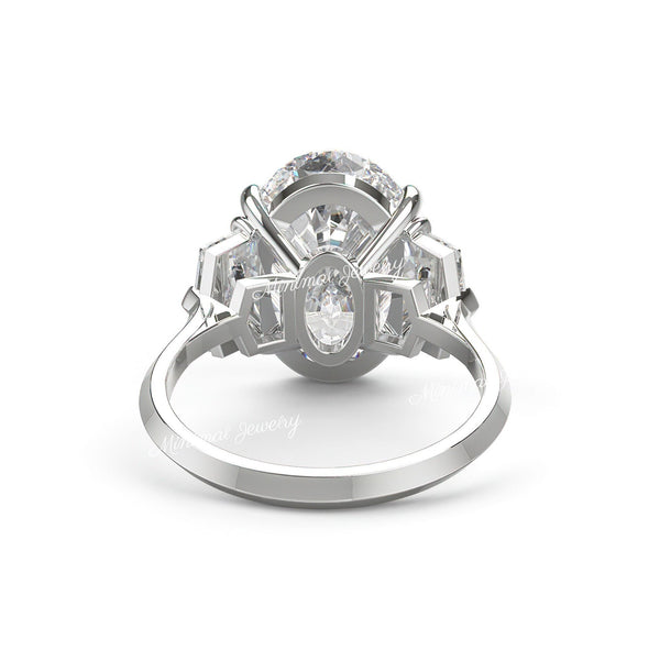 oval moissanite engagement ring Three stone wedding ring celebrity style shield & Large 7CT oval engagement ring anniversary ring for women