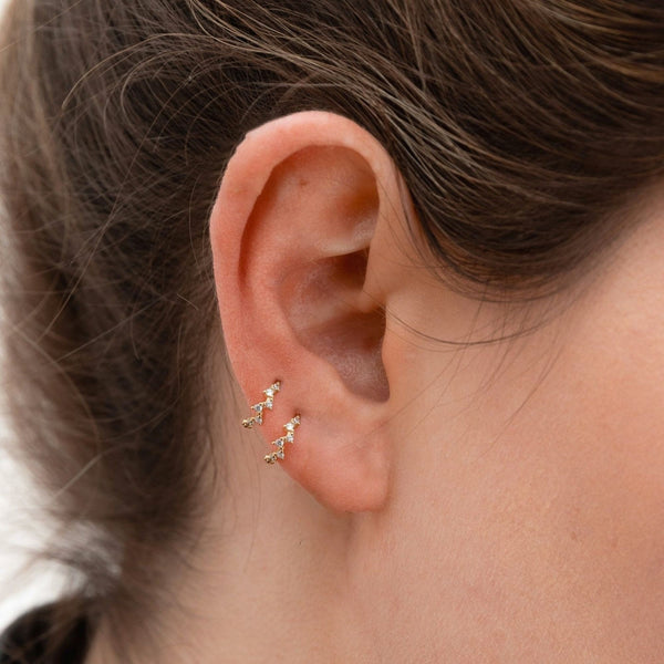 Diamond huggie hoop earrings,14k solid gold,cartilage earring,helix hoop,cartilage hoop,small•tiny hoop earrings•diamond huggie earrings