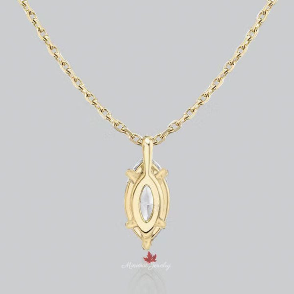 Marquise moissanite pendant necklace,18k/14k solid gold chain necklace,solitaire moissanite necklace,minimalist rose gold necklace