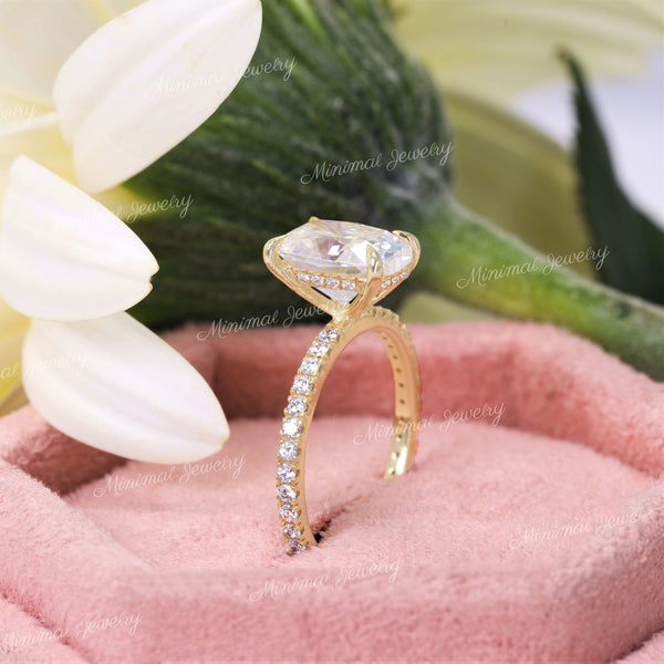 2.5 CT cushion cut engagement ring,hidden halo,moissanite solitaire ring,stunning 1.5mm thin band,elongated cushion,anniversary,wedding ring