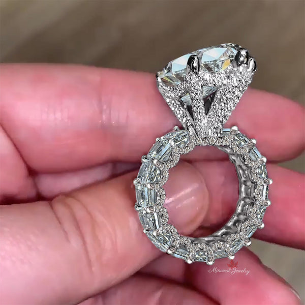 8 CT Large pear moissanite engagement ring,celebrity style,unique pear shaped ring,wide band teardrop ring,Diamond cocktail wedding ring