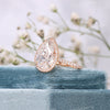 3 CT pear cut halo engagement ring,14k rose gold,pear shaped moissanite ring,wedding ring,anniversary gift ring,women,unique pear halo ring