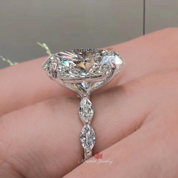 Oval moissanite engagement ring 8CT Moissanite Solitaire white Gold Wedding statement ring bridal jewelry big large diamond cocktail ring