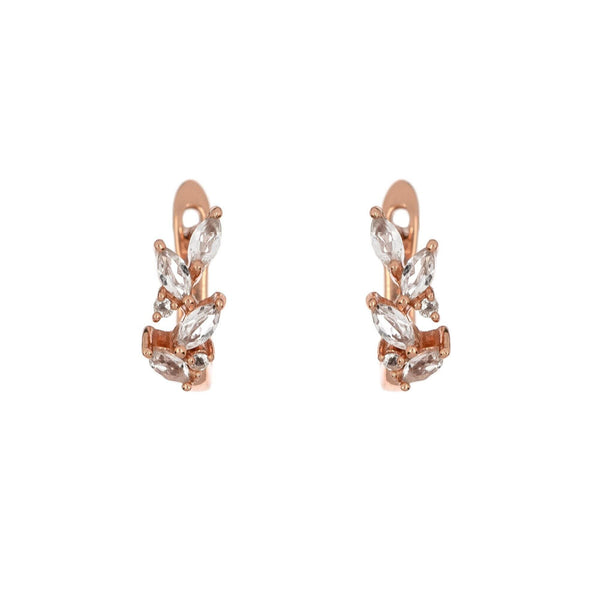 Diamond huggie earrings,huggie hoop earrings,14k solid gold earrings,small,cartilage hoop,leaf•marquise diamond hoops•cartilage earring