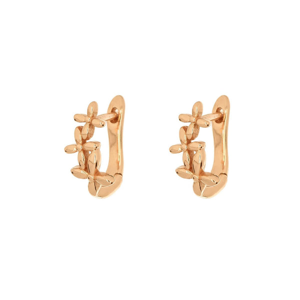 14k gold huggie earrings dainty huggie hoop earrings mini flower hoop earrings tiny solid Gold small hoop earrings cartilage hoop earrings