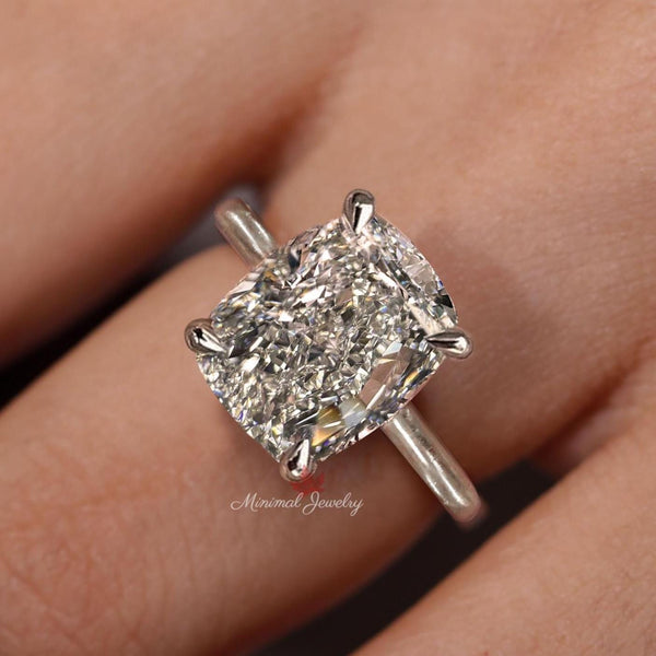 lab grown diamond engagement ring 6.5CT IGI Certified solitaire cushion cut diamond Wedding ring simple engagement ring Anniversary ring