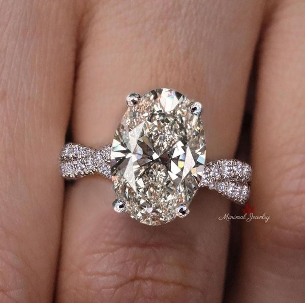 3CT Oval moissanite engagement ring infinity band moissanite solitaire oval engagement ring unique oval cut wedding ring anniversary gift