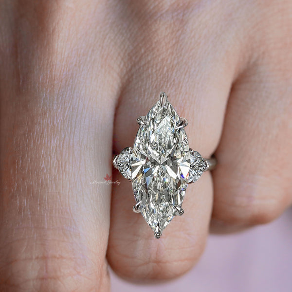 Marquise moissanite engagement ring 8.7 TCW Three stone large marquise engagement ring wedding ring women anniversary gift statement ring