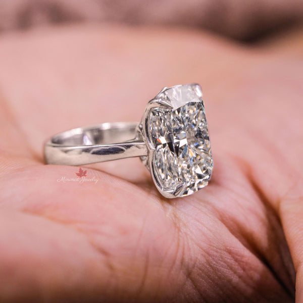 Elongated Cushion cut engagement ring 16CT moissanite solitaire cathedral ring big large diamond cocktail statement alternative wedding ring