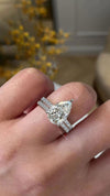 Lab Grown Diamond Engagement Ring 3 CT Pear Shaped Lab Diamond Ring Hidden Halo Wedding Ring Set Certified CVD Diamond Bridal set jewelry