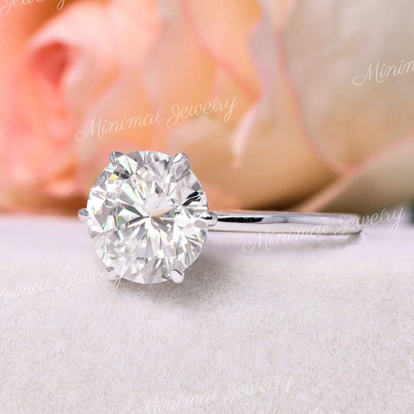 2.5 CT Round Moissanite engagement Ring,solitaire round cut,classic tulip 6 prong,simple engagement ring,14k white gold wedding ring•women