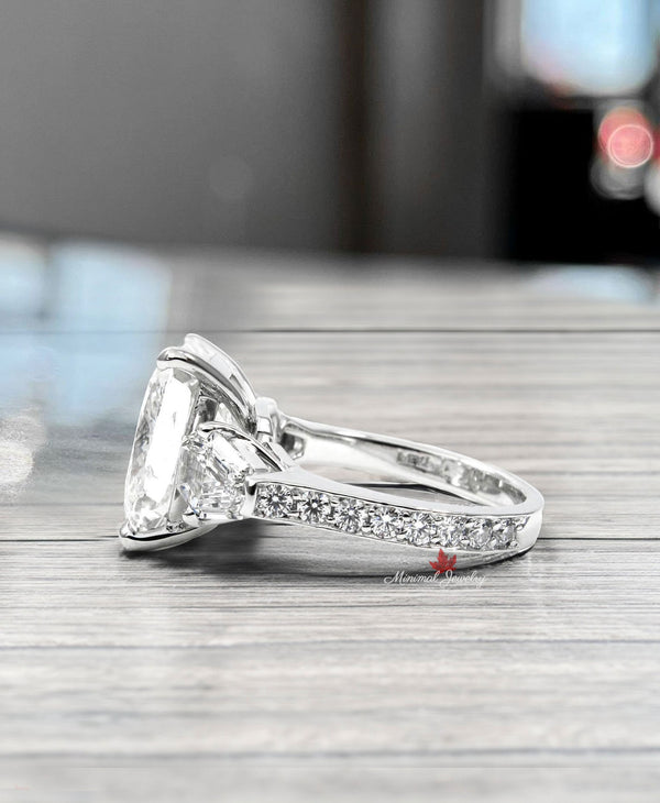 10 carat cushion cut moissanite engagement ring large Three stone Moissanite celebrity style big square diamond ring cocktail wedding ring