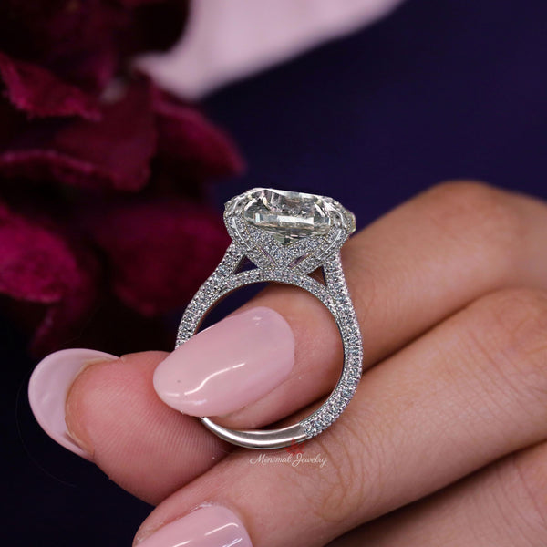 10CT Round Moissanite Engagement Ring: 14k Gold Art Deco Filigree