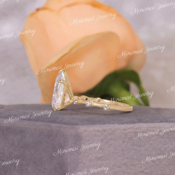 3 CT pear shaped engagement ring,moissanite,unique vintage style engagement ring,hidden halo,solitaire,pear moissanite ring,wedding ring