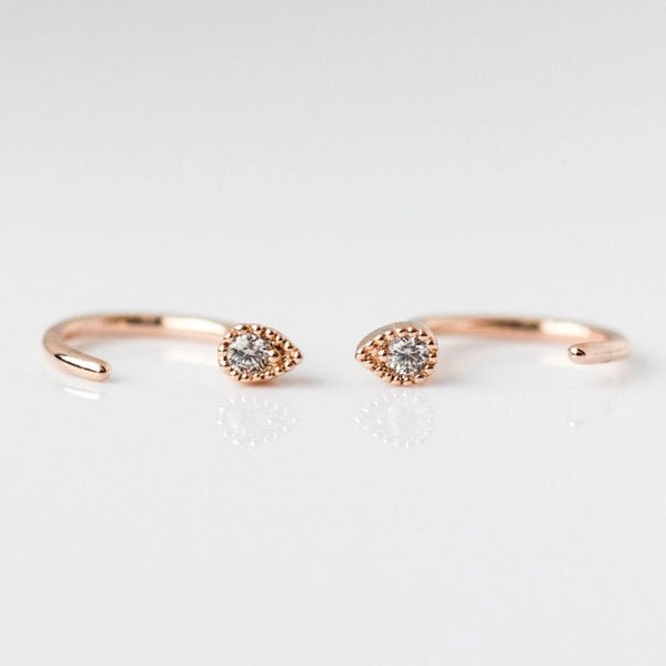 Sleeper earrings,14k solid gold huggie earrings,open hoop earrings,half hoop earrings,ear hugger earrings,gold sleeper earrings•tiny hoops