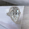 6.5 CT pear shaped engagement ring,Three stone moissanite pear halo,unique celebrity style,trapezoid&large pear moissanite,rare wedding ring