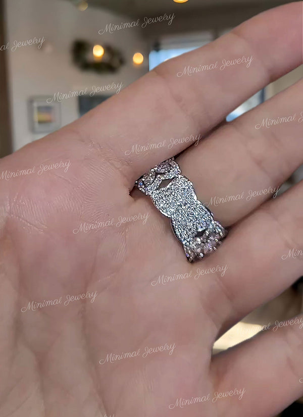 15CT Emerald Cut Moissanite Ring 14k gold statement wedding ring wide band engagement ring big diamond Anniversary ring cocktail ring