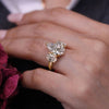 4CT Pear Lab Grown Diamond Engagement Ring: Three Stone 14k Gold Wedding Ring