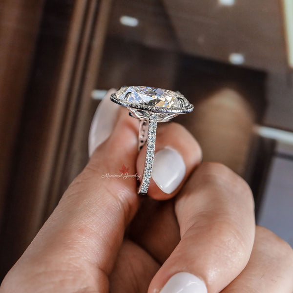 8.5 CT Halo oval cut moissanite engagement ring,huge big large Oval engagement ring,luxury celebrity style,Solitaire cathedral wedding ring