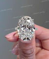 16 CT Oval moissanite engagement ring Hidden halo cathedral unique,Solitaire big large Oval engagement ring,celebrity style wedding ring