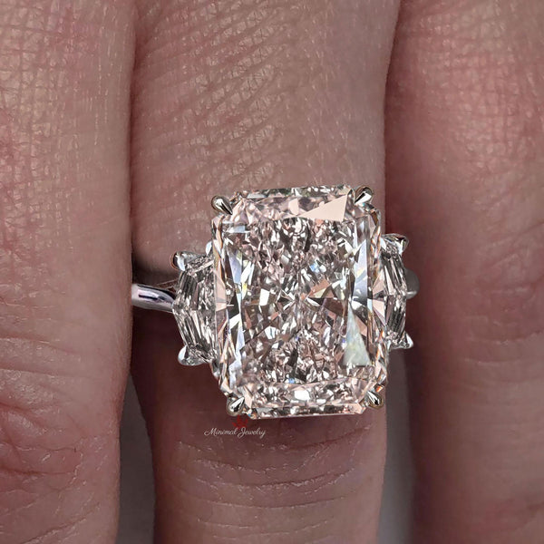 13CT Radiant Cut Moissanite Engagement Ring Large Three Stone Statement Wedding Ring for Women big diamond Cocktail Ring Anniversary Gift