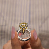 21 CT Canary yellow pear shaped engagement ring large moissanite fancy yellow diamond statement cocktail ring yellow sapphire ring wedding