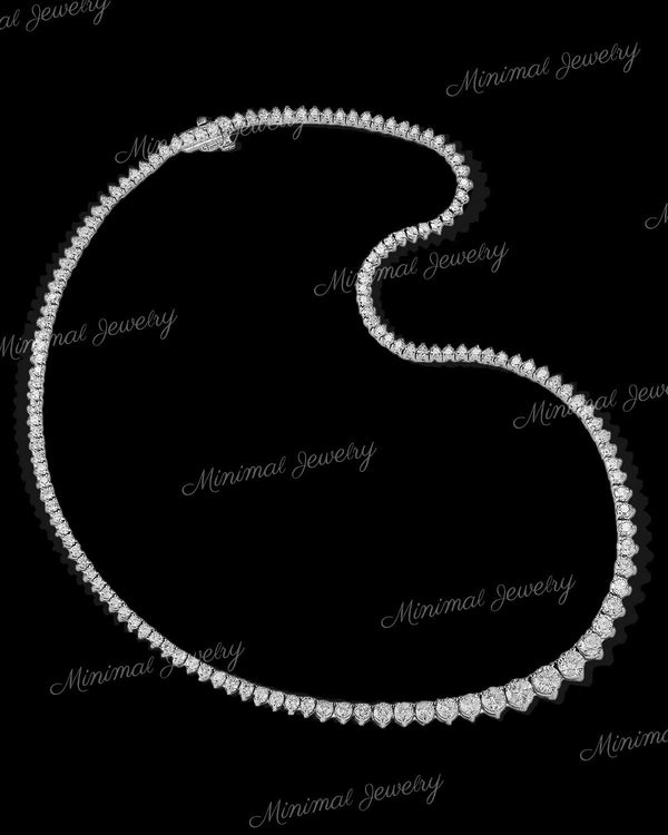 Solid 14k gold tennis necklace,Round moissanite necklace,tennis choker necklace,Moissanite tennis necklace,tennis chain eternity necklace