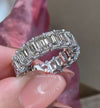 Emerald cut moissanite wedding band,full eternity band,eternity ring solid gold,modern thick,unique 5mm wedding band,Matching Stacking ring