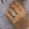 2.5CT Emerald cut moissanite engagement ring,hidden halo,unique emerald cut solitaire ring,3 row pave,claw prong,14k white gold,wedding ring