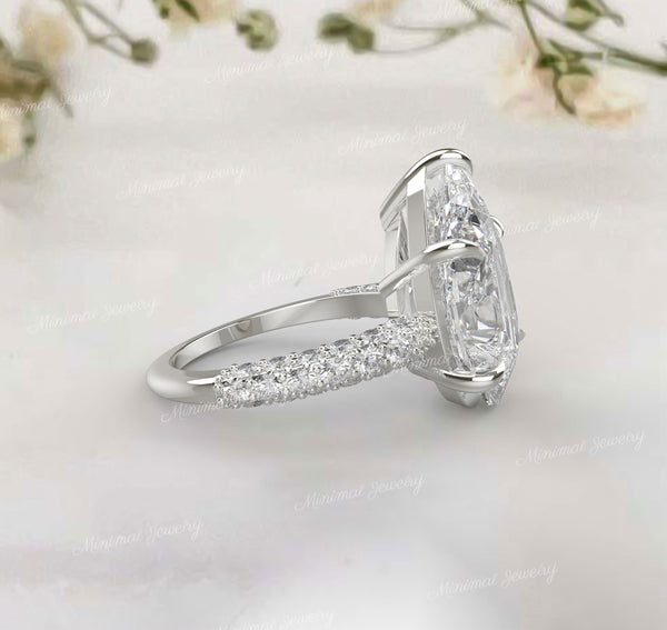 23CT Pear Moissanite Ring Large Statement Wedding Ring for Women pear shaped engagement ring Big Diamond Ring Anniversary Gift Cocktail Ring