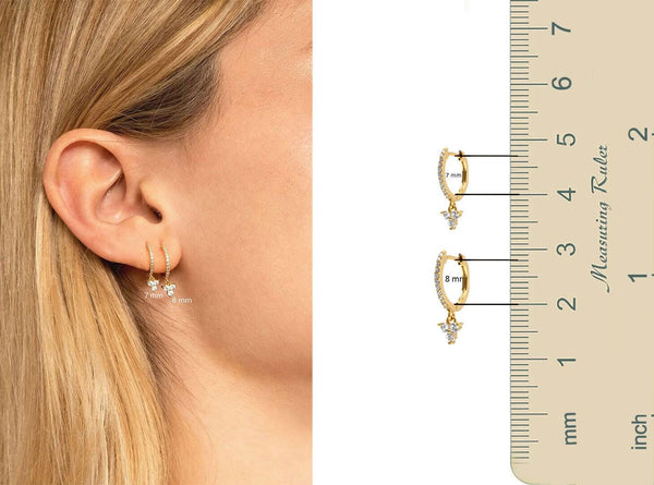 Small hoop earrings with charm,diamond,huggie hoop earrings,14k solid gold,charm hoop earrings,mini hoop earrings•diamond•dangle earrings