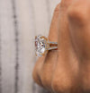 5.5CT Oval moissanite engagement ring crushed ice moissanite Hidden halo split shank ring unique cathedral ring set oval cut wedding ring