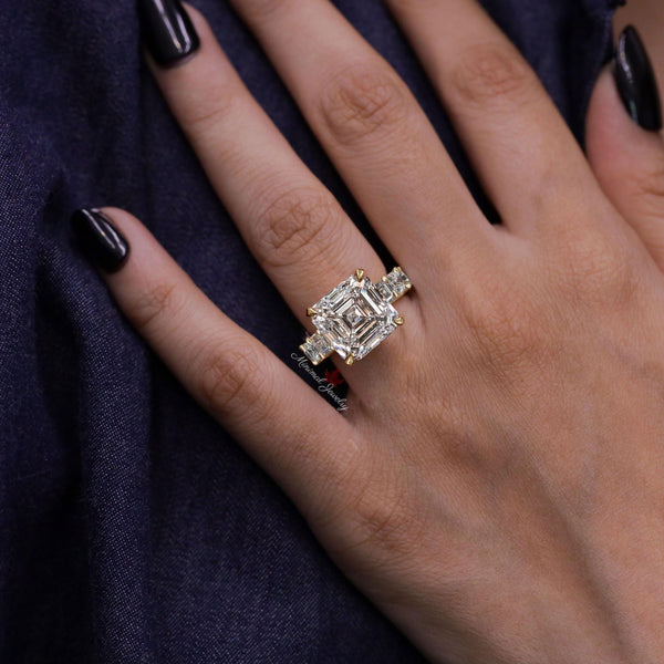 Asscher cut moissanite engagement ring 9CT solitaire wedding ring eternity band anniversary ring gift large diamond cocktail statement ring