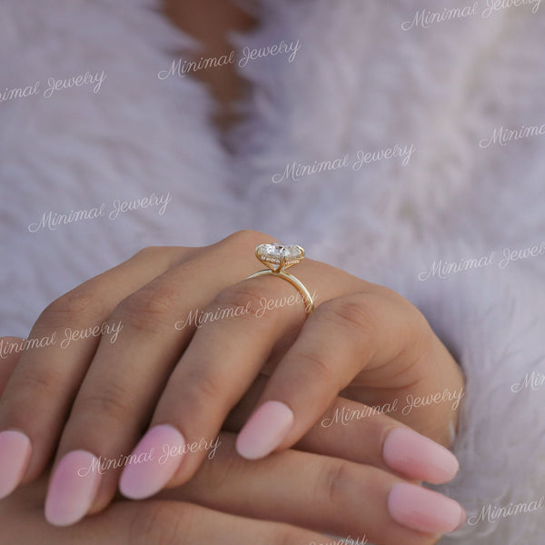 3 CT radiant cut moissanite engagement ring hidden halo solitaire radiant cut engagement ring,elongated Radiant wedding ring,propose ring