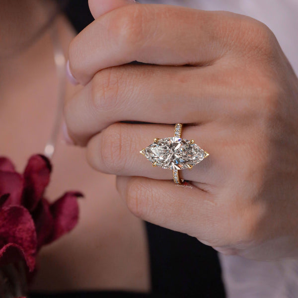 7.5 ct marquise engagement ring big marquise moissanite ring 6 Prong solitaire wedding anniversary ring for women large diamond Bridal Ring