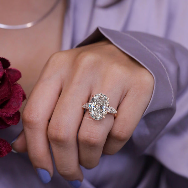 10 CT Oval moissanite engagement ring Three stone ring celebrity style kite&large oval cut moissanite Ring big diamond cocktail wedding ring