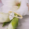 2CT Marquise Moissanite Engagement Ring: Hidden Halo, 6-Claw Prong, Solid Gold
