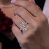 Emerald Cut Moissanite Ring Three Stone Engagement Ring side Baguette 12CT large Statement Wedding Ring Big Diamond Anniversary Ring women