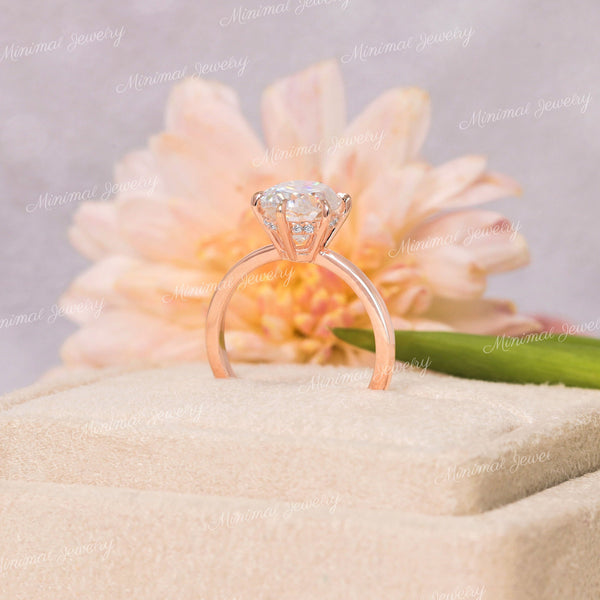 3.03 CT Oval moissanite engagement ring,rose gold,hidden halo oval cut moissanite,6 claw prong,unique solitaire,bridal wedding ring,women
