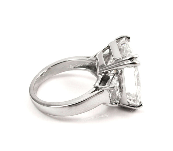 18.5 CT radiant cut engagement ring large three stone moissanite ring celebrity style radiant moissanite big diamond cocktail wedding ring